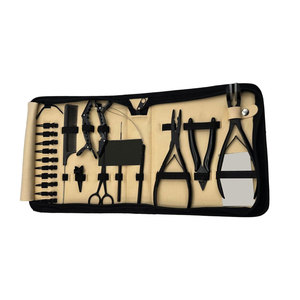 Professional Hair Extension Tools Kit with <b>Silicone</b> <b>Beads</b> in Black Brown and Beige Microlink Pliers Scissors Loop and Hook - Product Image 2
