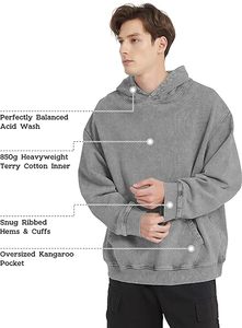 Sudadera con Capucha Unisex de Invierno, Diseño Vintage, 100% Algodón, Lavado Ácido, Personalizable, Estilo Urbano, Talla Grande, Alta Calidad - Product Image 5