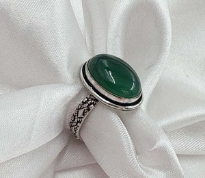 Bague ovale en onyx vert naturel, plaquée argent, pierres précieuses, pour femmes, vente en gros, bague en pierre verte - Product Image 5