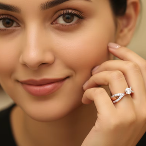 แหวนหมั้นเพชรโรสโกลด์หรูหรา ดีไซน์ไขว้แบบอินฟินิตี้ สำหรับผู้หญิง เหมาะสำหรับเป็นของขวัญวันครบรอบ - Product Image 6