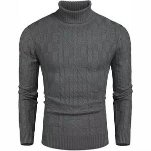 เสื้อสเวตเตอร์คอเต่าแขนยาวคุณภาพสูงสำหรับผู้ชาย ปักลายเรียบง่าย อุ่นสบายสำหรับฤดูหนาว ผลิตจากผ้าโพลีเอสเตอร์/คอตตอน - Product Image 1