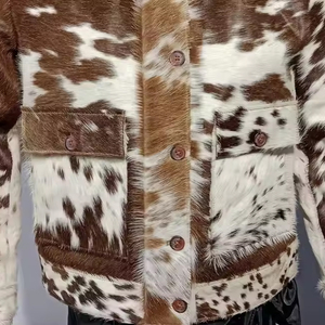 Men's Stylish Cowhide <b>Leather</b> <b>Jacket</b> with <b>Real</b> Hair Unique Cow Skin for Winter Riding for Outdoor Fashion Cowhide <b>Leather</b> <b>Jacket</b> - Product Image 5