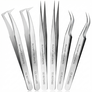 Pinzas Profesionales para Pestañas de Acero Inoxidable Dorado con Punta Curva, Alta Precisión, para Extensiones de Pestañas, Herramientas de Maquillaje - Product Image 4