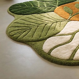 Hand Tufted Leaf Shaped Area <b>Rug</b> Modern Botanical Design Luxury Soft Olive Green Wool Carpet for Living Room Bedroom Home Decor - Product Image 6