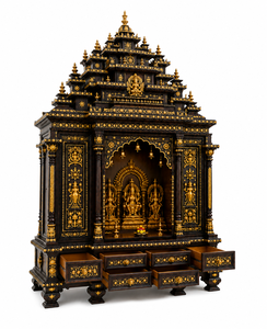 Traditional South Indian Style Teak Wood Temple Gopuram Pooja <b>Mandir</b> Cabinet-Customized Size Color Durable Home Furniture USA - Product Image 4