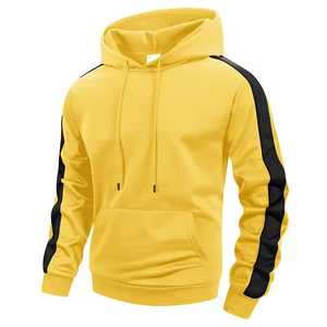 Sudadera con Capucha para Hombre, Negra con Mangas Rojas, Informal, Transpirable, Corte Regular, Sudadera de Moda Otoñal con Bolsillo - Product Image 4