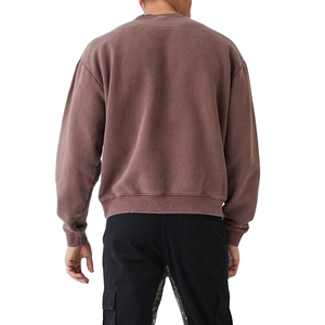 เสื้อสเวตเชิ้ตผู้ชายแบบวินเทจฟอกสี พร้อมปักโลโก้ตามสั่ง สีสันสดใส ระบายอากาศได้ดี ผลิตจากผ้าฝ้าย 100% แฟชั่นใหม่มาแรง - Product Image 3