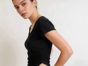 Top Corto de Punto para Mujer, Estilo Vintage, Sólido, Transpirable, Ecológico, Ajustado, Estilo Y2K, Blusa Corta de Manga Corta para Salir - Product Image 3