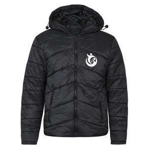 Veste de ski bomber d'hiver pour homme CardiacSports, coupe ajustée, imprimé par transfert thermique, col montant, couleur unie noire - Product Image 4