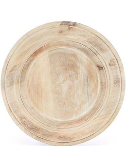 Assiette de service en bois finition naturelle, idéale pour la vaisselle de restaurant élégante et comme plateau de service raffiné - Product Image 1