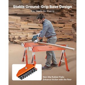 Set di 2 Cavalletti Pieghevoli Resistenti, Capacità di Carico 1800 Libbre, Altezza Regolabile, con Gambe Robuste per Lavori Artigianali - Product Image 5