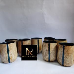 MN EXPORTS Tasses à thé en bois, design classique rond, ensemble durable pour le thé de l'après-midi, mariage, 100/150 ml, fabriqué dans l'Uttar Pradesh - Product Image 2