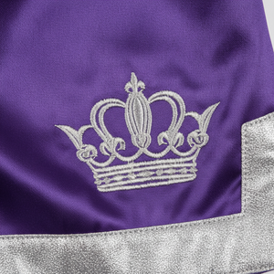 Shorts de boxe en satin pour hommes avec broderie couronne, vêtements de combat unisexes pour adultes, coupe régulière, matière extensible - Product Image 2