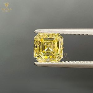 เพชร CVD สีเหลืองสดใส น้ำหนัก 2.01 กะรัต ความสะอาดระดับ VVS2 รับรองโดย IGI รูปทรง Asscher เพชรเพาะเลี้ยงสำหรับทำเครื่องประดับ เพชรเม็ดเดี่ยว - Product Image 1