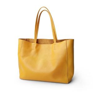 Sac fourre-tout en cuir véritable grande capacité pour femme, sac à main à bandoulière en cuir véritable, sac de travail, sac de shopping avec logo personnalisé - Product Image 2