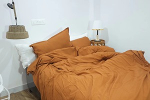 Parure de lit en coton uni très vendue, 400 fils/cm², lavable, tissée, pour usage domestique, 3 pièces - Product Image 2