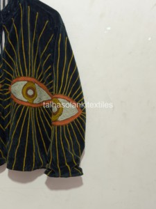 Chaqueta Bomber de Terciopelo con Patrón de Ojos Bordado, Cuello Mao, Cierre de Cremallera, Chaqueta Corta de Otoño para Mujer - Product Image 2