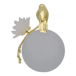Handmade Decorative Metal Sculpture Stylish Home Accent for Contemporary Luxury HomesGolden Bird Sculpture with Vertical White - Product Image 4
