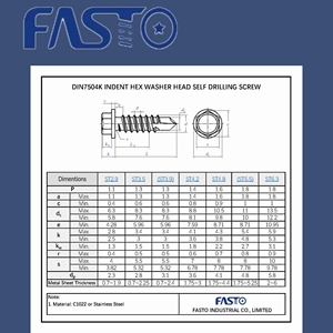 Lợp vít thép carbon mạ kẽm IND. Hex máy giặt đầu tự khoan vít với EPDM máy giặt - Product Image 5