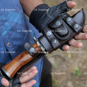 Cuchillo de caza y camping UA Supplies de 10 pulgadas, forjado a mano, de acero de Damasco de espiga completa, 0.5mm de grosor, hoja fija de punta caída, mango de madera. - Product Image 6