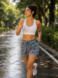 Custom High Floral Print Cotton Women Lounge Shorts <b>Set</b> Breathable Eco-Friendly Sports Bra Sleepwear Summer Casual Nightwear - Product Image 3
