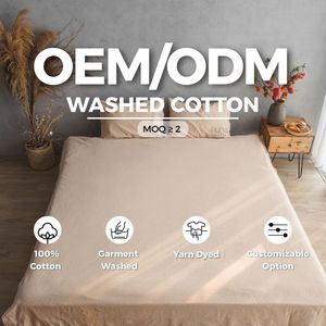 Juego de Ropa de Cama de 3 Piezas, 100% Algodón, 200 Hilos, Color Crema, 2 Fundas de Almohada, Sábana Ajustable, Tamaño y Color Personalizables para Hotel, del Mejor Proveedor y Fabricante - Product Image 1