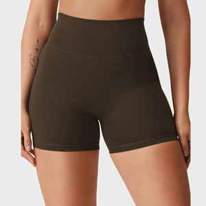 Shorts de sport sans couture taille haute pour femme, avec logo personnalisé, pour la course, la compression abdominale, le cyclisme, l'entraînement, le yoga et la gym - Product Image 1