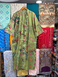 Bata Kimono de Algodón con Estampado de Bloques de Animales, Estilo Japonés, Ropa de Estar por Casa de Verano, Tejido Suave y Transpirable, Cierre con Cordón, Unisex, Talla Completa - Product Image 1