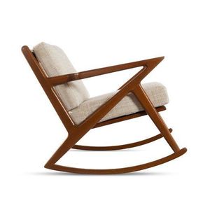 Fauteuil relaxant en teck de style mid-century avec siège rembourré et base à bascule - Product Image 3