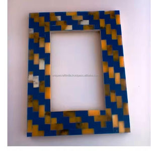 Cadre photo en bois artisanal Plume de paon Vert jaune vif Finition artistique Écologique Durable Luxe pour la maison - Product Image 6