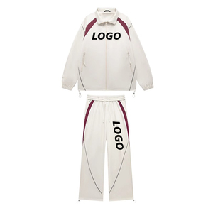 Unisex Black Tracksuit Set Full Sleeve Zipper Front Logo Print Sporty Loose Fit Autumn Wear Adults Quick Dry Polyester Material - Product Image 2