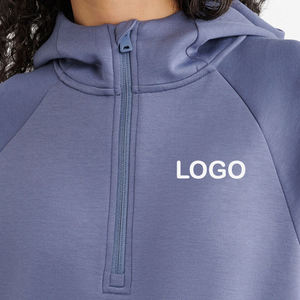 Sudadera con capucha de forro polar personalizada con media cremallera, unisex, transpirable, repelente al agua, informal, de alto rendimiento, superventas - Product Image 3