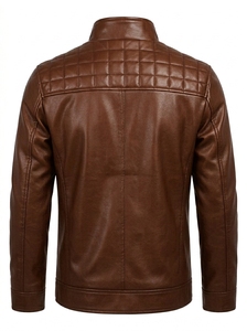 Elegante Chaqueta de Cuero para Hombre, Cuello Alto Clásico, Abrigo Moderno para un Look Diario - Product Image 4