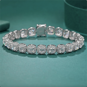 Luxury Women's Tennis <b>Bracelet</b> 925 <b>Silver</b> Rhodium Plated Diamond Round Brilliant Cut Bezel Setting Wedding Jewelry - Product Image 1