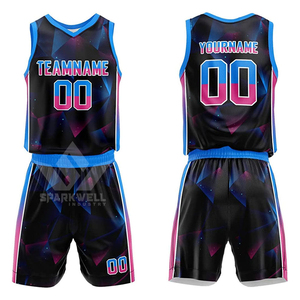 Ensemble de maillots de basket-ball sublimés personnalisés, unisexe, adulte, respirant, avec nom d'équipe personnalisé sur le devant, débardeur et short, coupe athlétique, séchage rapide - Product Image 3