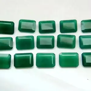 Sıcak satış AAA kalite doğal 8x10mm yeşil oniks taş Faceted sekizgen kesim gevşek taş üretici tedarikçi