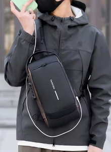Bolsos de Pecho Impermeables Antirrobo de Nailon para Hombre con USB, Bolsa de Mensajero Multifuncional de Viaje, Bandolera Cruzada para Hombre - Product Image 6