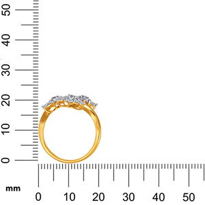 Bague Triple Fleur en Diamant en Or Jaune Premium avec Diamants Taillés Marquise et Rond Brillant - Product Image 5