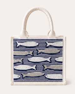 Bolsa de Mano Rectangular Bordada a Mano en Lona con Diseño de Peces y Rayas, Regalos y Artesanías>Artesanías - Product Image 3