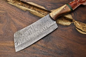 Cuchillo de carnicero de acero al carbono forjado a mano, cuchillo para carne y verduras, mango de madera, grosor de 0.6 mm - Product Image 5