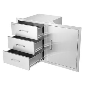 Cucina esterna in acciaio inossidabile 38.3 combinazione di stoccaggio "w X 22.7" "h X 20.7" porta di accesso per barbecue tripla cassetti maniglie in acciaio inossidabile - Product Image 1