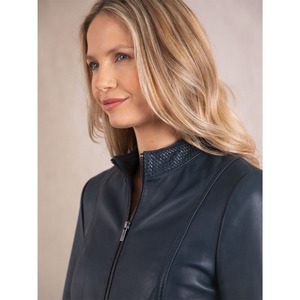 Dernier design Veste bomber en cuir pour femme surdimensionnée décontractée unie couleur hiver fermeture éclair tricotée respirante - Product Image 6