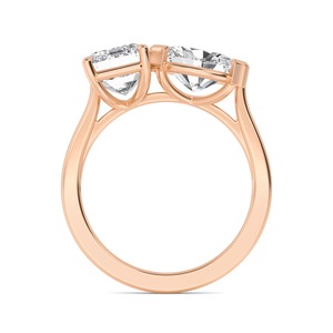 Bague de fiançailles contemporaine en or rose 10K avec diamant de laboratoire émeraude et ovale, 1,16 carat total, bague de mariée moderne pour mariage romantique - Product Image 2