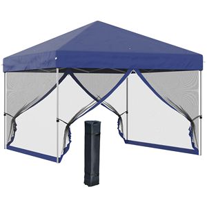 10FT X 10FT Blue Pop Party Tent Water Proof Oxford Fabric Easy Move <b>Roller</b> <b>Bag</b> 3 Level Adjustable Height One Bedroom Structure - Product Image 1