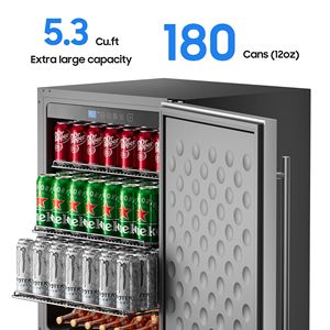 Frigorifero per Bevande a Doppia Zona in Acciaio Inox da 24 Pollici, Capacità 180 Lattine, per Conservazione di Vino e Bevande - Product Image 3