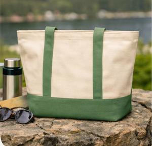 New Fashion Solid Color <b>Canvas</b> <b>Tote</b> Shopping Bag with Zipper Custom Logo Premium <b>Canvas</b> Carrier Bag FOR SHOPPING - Product Image 2