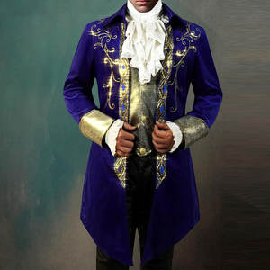 Mens BLUE Steampunk Medieval <b>Jacket</b> <b>Gothic</b> Victorian Frock Coat Uniform Hot Sell OEM ODM - Product Image 2