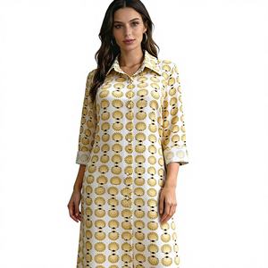 เดรสเชิ้ตผู้หญิงลายเปลือกหอยสีเหลือง แขนยาว ติดกระดุม ยาวปานกลาง ผ้าซาติน ระบายอากาศได้ดี สวยสง่า สวมใส่สบาย เหมาะสำหรับใส่ทำงาน ปี 2026 - Product Image 1