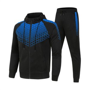 Conjunto Deportivo para Hombre, Gris, con Capucha, Cierre Completo, Estampado Geométrico, Sudadera y Pantalones Deportivos, Transpirable, Poliéster, Ropa de Otoño, Alta Calidad, Talla M - Product Image 3