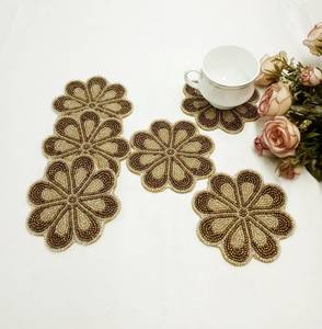 Stylish Luxury Cotton <b>Foundation</b> Handmade Beaded Hand Craft Dining Table coster with Embroidery Customizable Size & Design custo - Product Image 4